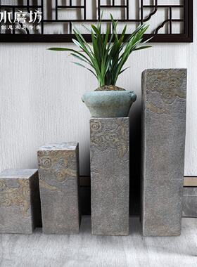 新中式祥云展示柱仿古落地摆件客厅玄关装饰摆设庭院花园盆栽底座