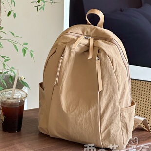 韩系ins慵懒风书包女小众高颜值轻便双肩包大学生简约休闲背包潮