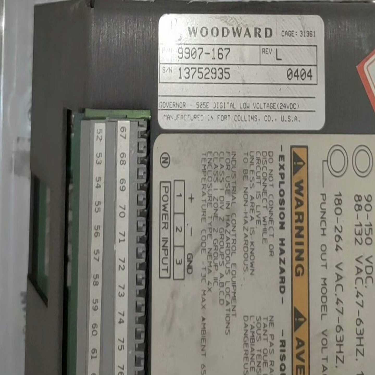 WOODWARD伍德沃德505控制9907-167询价