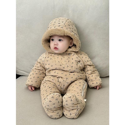 宝宝冬季外出棉服加厚保暖包屁衣婴幼儿衣服冬装婴儿秋冬款连体衣