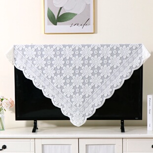 电视机防尘罩套盖布2024年液晶新款柜盖巾52寸55寸挂式蕾丝简约