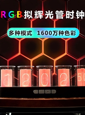 欧式拟辉光管复古电子时钟客厅装饰摆件个性台钟创意数字钟表批发