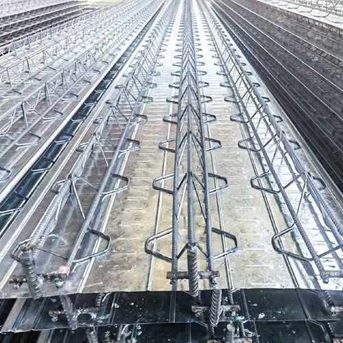 钢结构楼承板TD390钢筋桁架楼承板镀锌平底缩口式新型建材压型板
