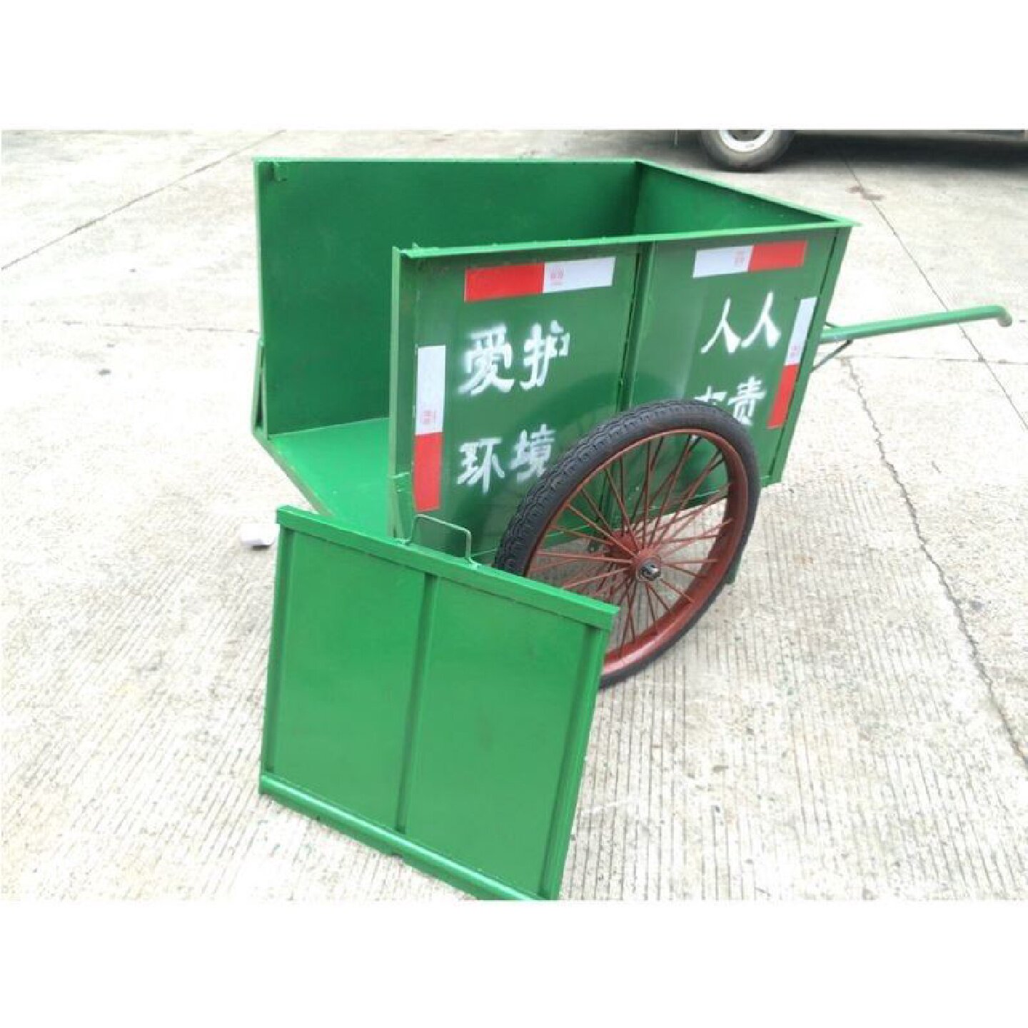 手推铁质不锈钢环卫垃圾清运车公园学校400升塑料保洁大号脚踏盖