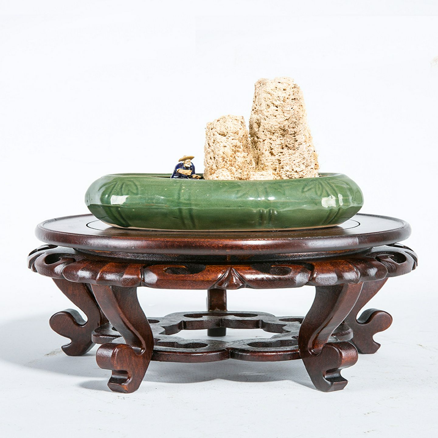 榆树底座圆形实木花瓶工艺品装饰品奇石鱼缸花盆景支架分底