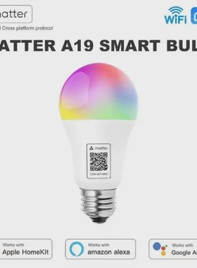 matter智能A19灯泡HomeKit直连Googlealexa无线wifi远程语音控制
