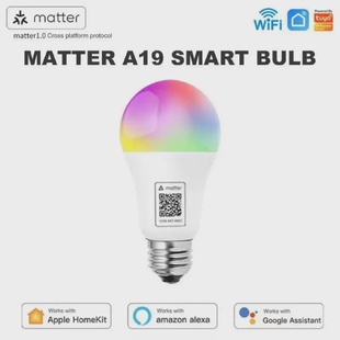 matter智能A19灯泡HomeKit直连Googlealexa无线wifi远程语音控制