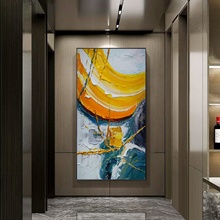 轻奢大气玄关装饰画抽象砂岩肌理入户进门挂画高级感走廊过道油画