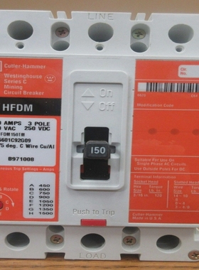 Cutler-HammerCircuitBreakerHFDM150TM600VAC3pole*NEWIN