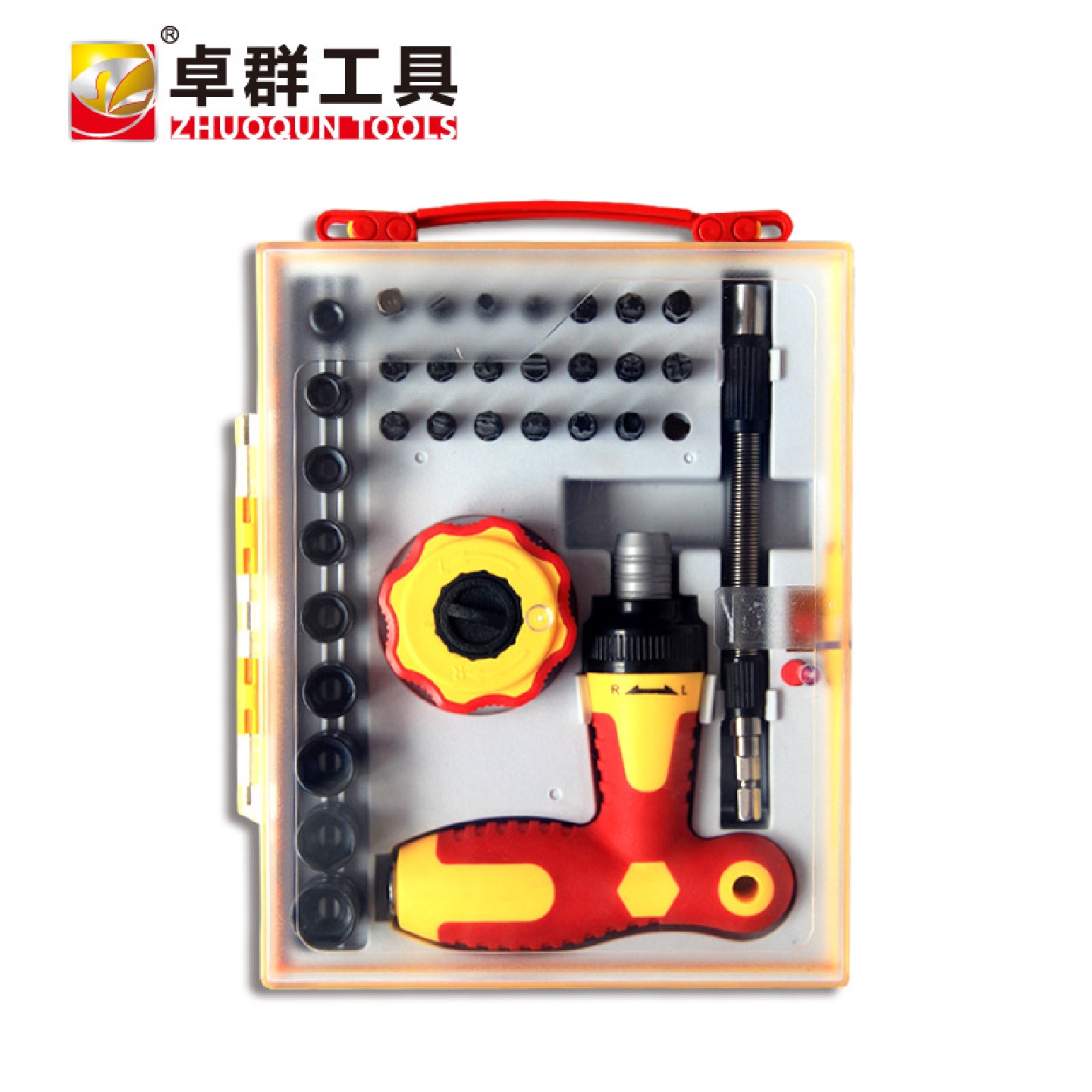 新款34合一多功能组合工具套装可调快速棘轮套筒多用螺丝刀套装