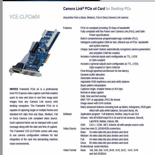 【星慕电子】IMPERX VCE-CL PCIE04 采集卡Camera