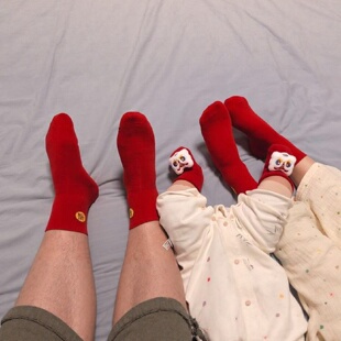 新年亲子袜一家三口红袜小月龄2026年马年红袜生肖马棉质新年礼物