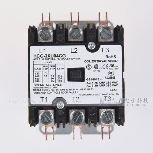 208V-240V40AHCC-3XU04CGHartlandControls美式三相交流接触器