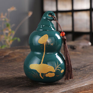 百顺福禄葫芦陶瓷茶叶罐小号便携药膏丸香粉密封罐绿茶空包装