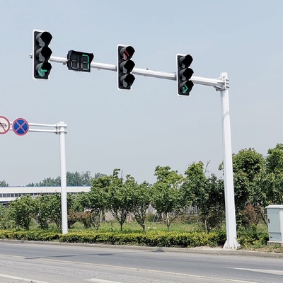 供应悬臂式交通信号灯红绿灯杆led道路交通信号灯监控杆指示牌