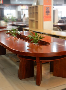 中式办公家具厂家实木木皮会议桌大型会议台桌油漆会议桌H-15