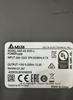 询-Delta台达台达伺服驱动器电机2KWASD
