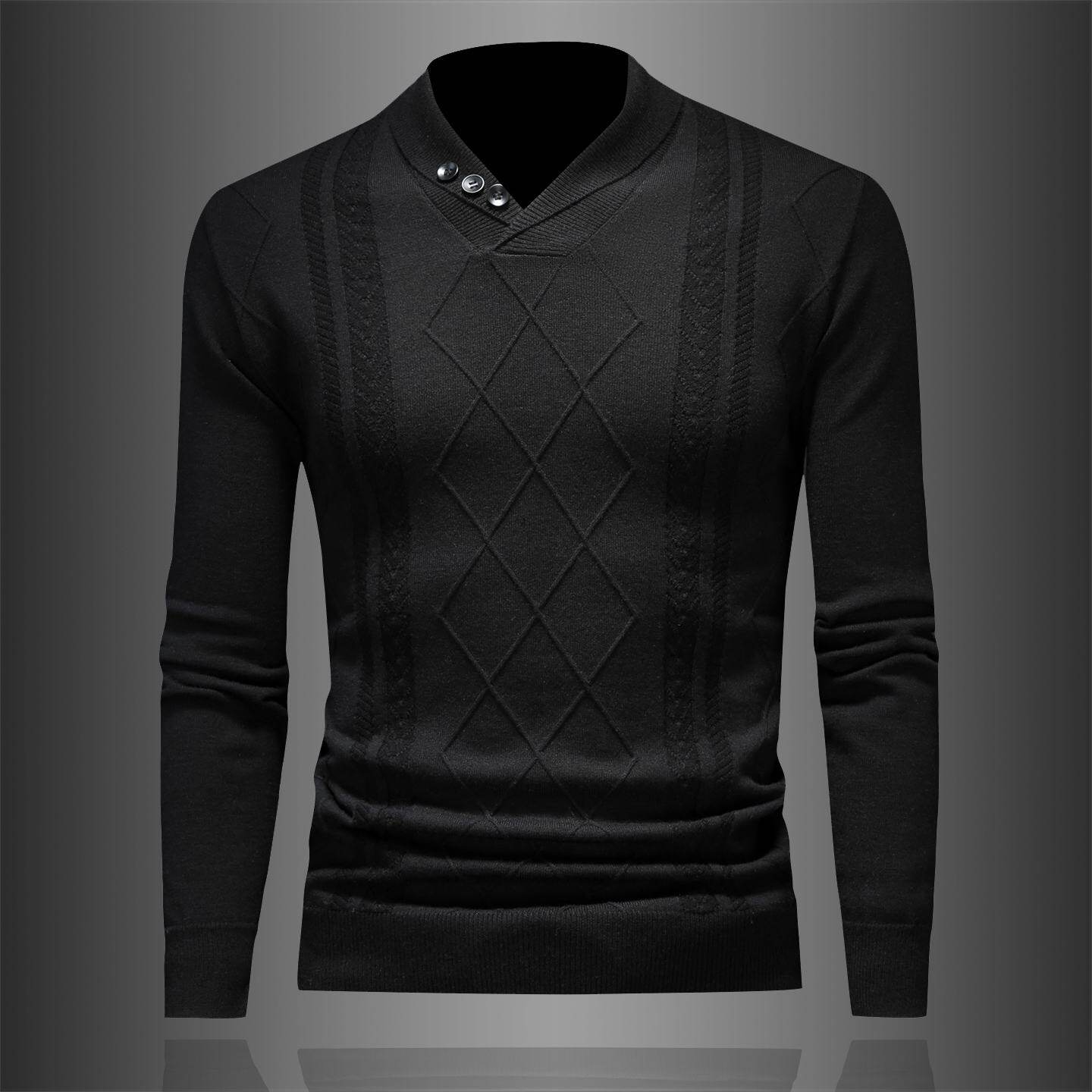 欧洲站保暖领羊毛衫男士冬季新款高端针织毛衣休闲内搭打底潮男装