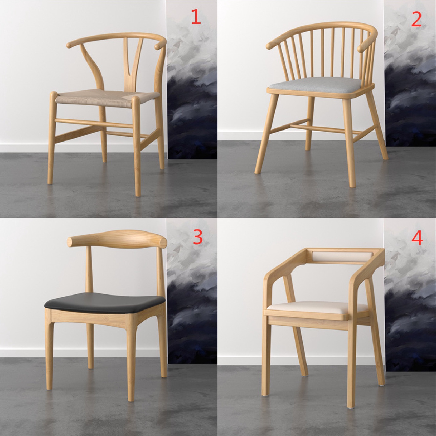 诚宏现代简约家用实木餐椅餐厅椅子牛角椅总统椅温莎椅休闲靠背椅