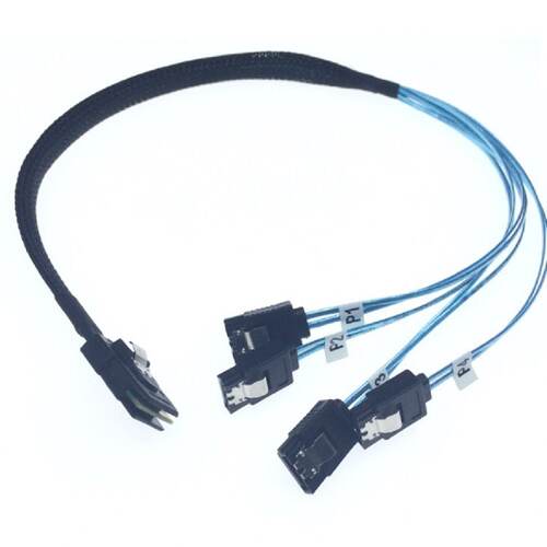 供应MINI SAS转SATA硬碟线 阵列卡SFF 8087数据线一拖四纯铜转接*