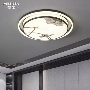 卧室主吸顶灯别墅儿童房间全铜吸顶灯书房客房简约灯具 现代中式