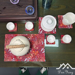 隔热茶席茶杯垫重工刺绣棉麻餐垫布艺盆栽装饰花瓶垫茶壶垫碗盘垫