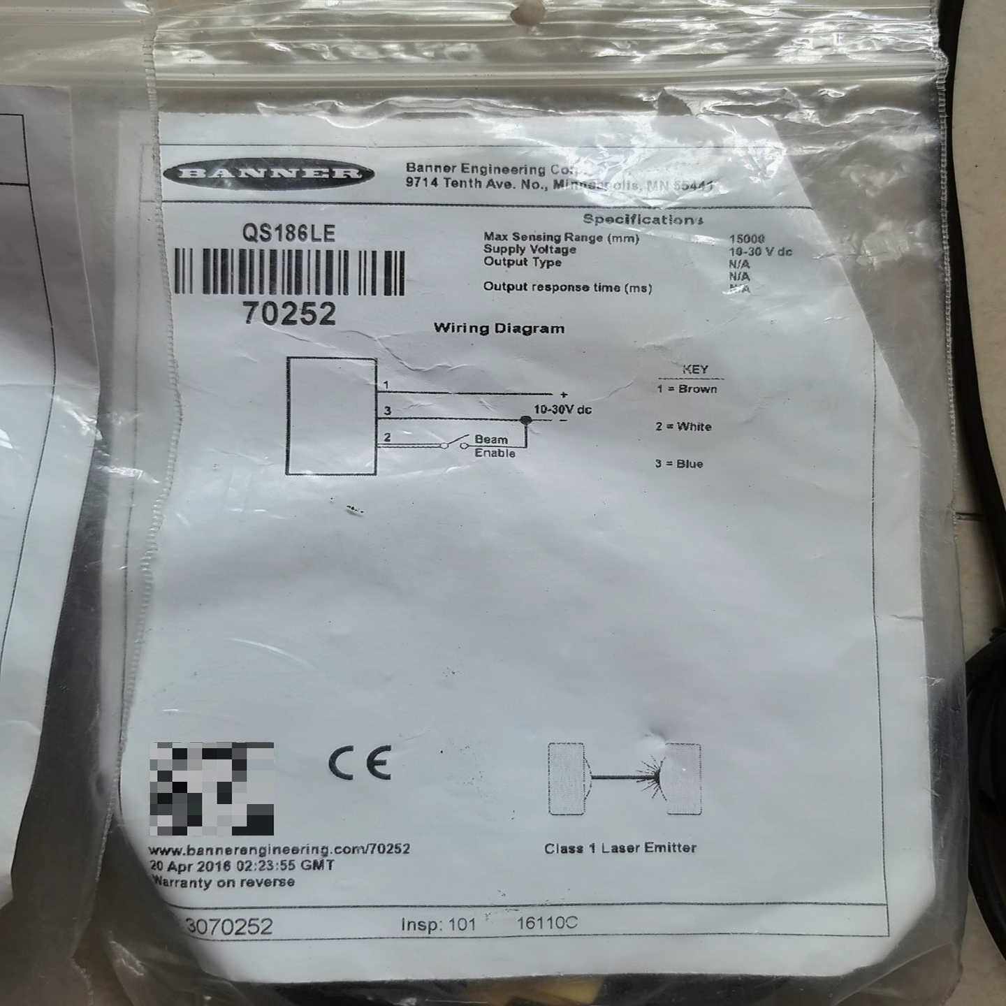 BANNER邦纳QS18VN6R3个有一个没有包装-议价