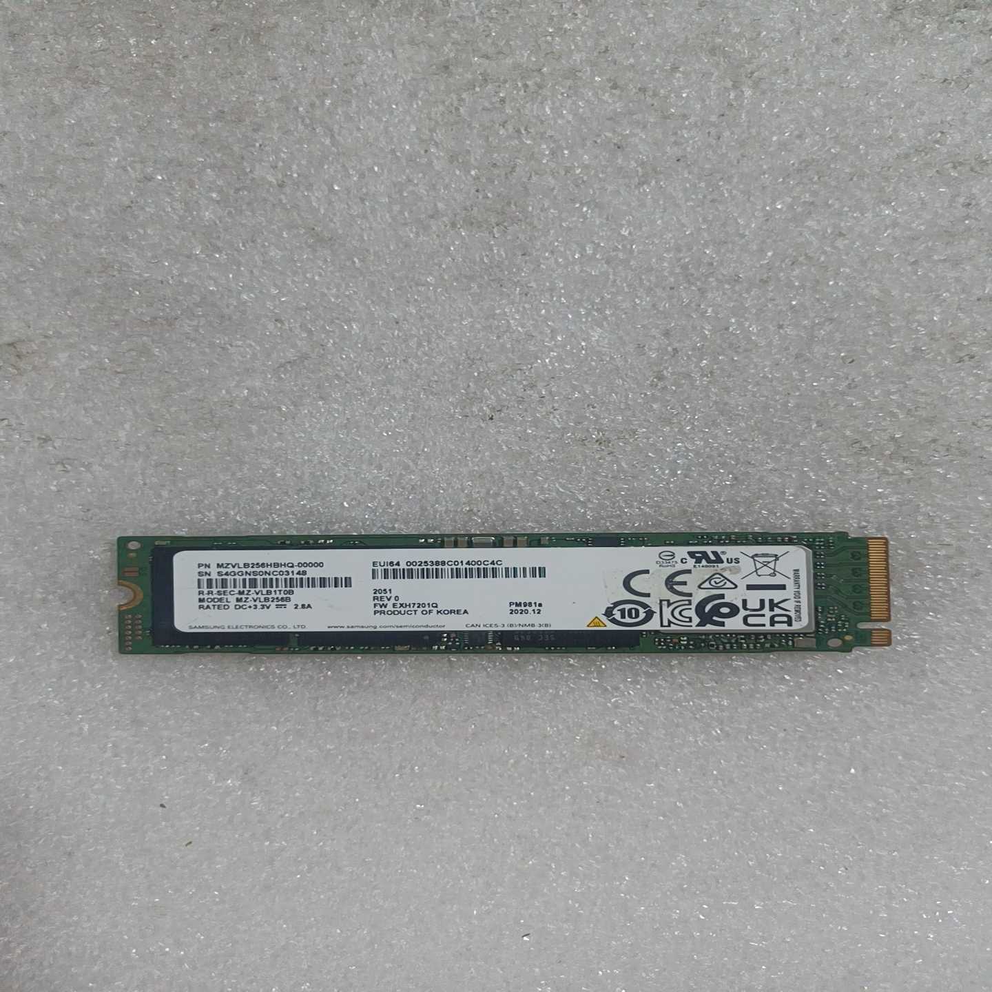 三星PM981A256GBNVME固态健康度95%--议价商品
