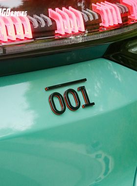 适用于21-25款极氪001车头车尾标ABS黑色橙色双拼车标贴FR装饰贴