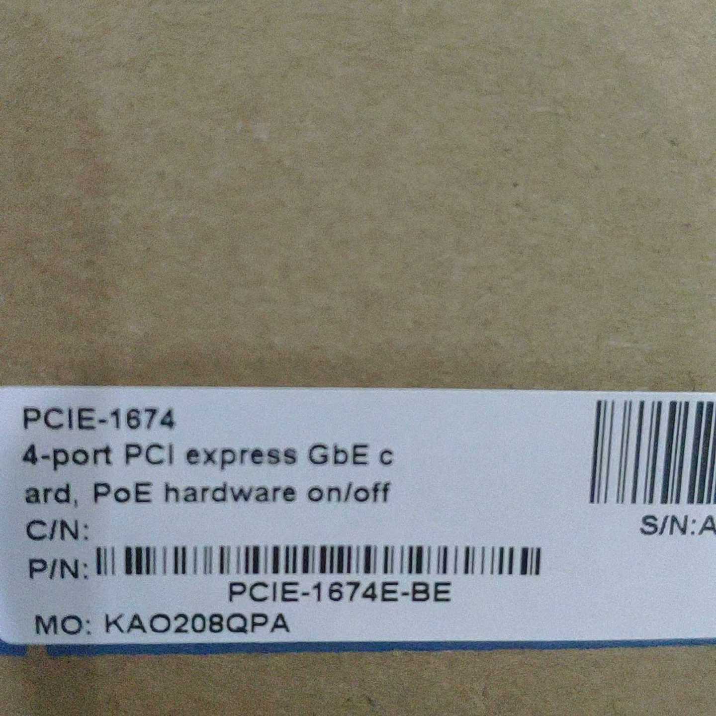 询价研华四口网卡PCIE-1674E-BE未使用仅开盒拍照