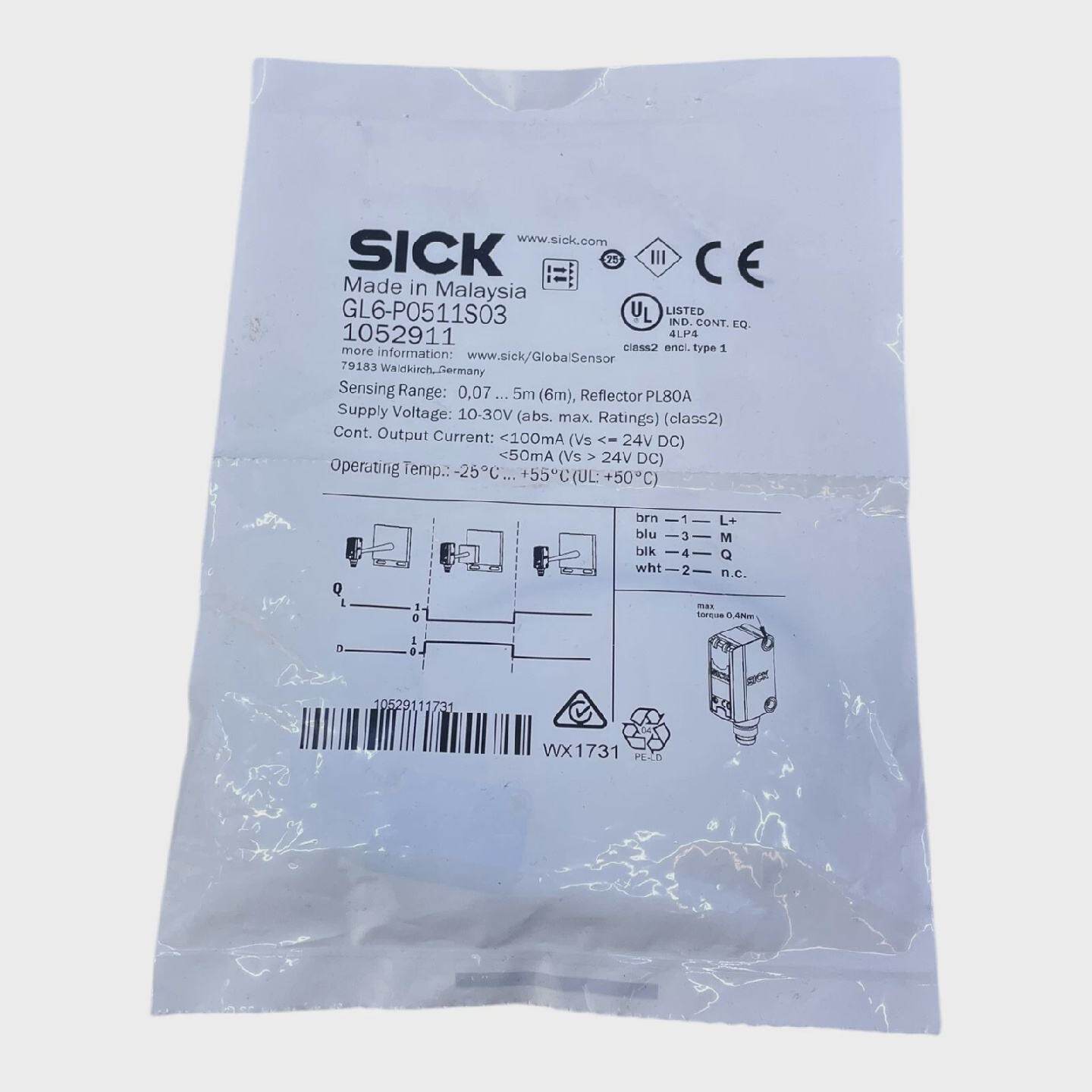 Sick GL6P0511S03 Miniature Light Barrier 1052911  For Indust - 实物图