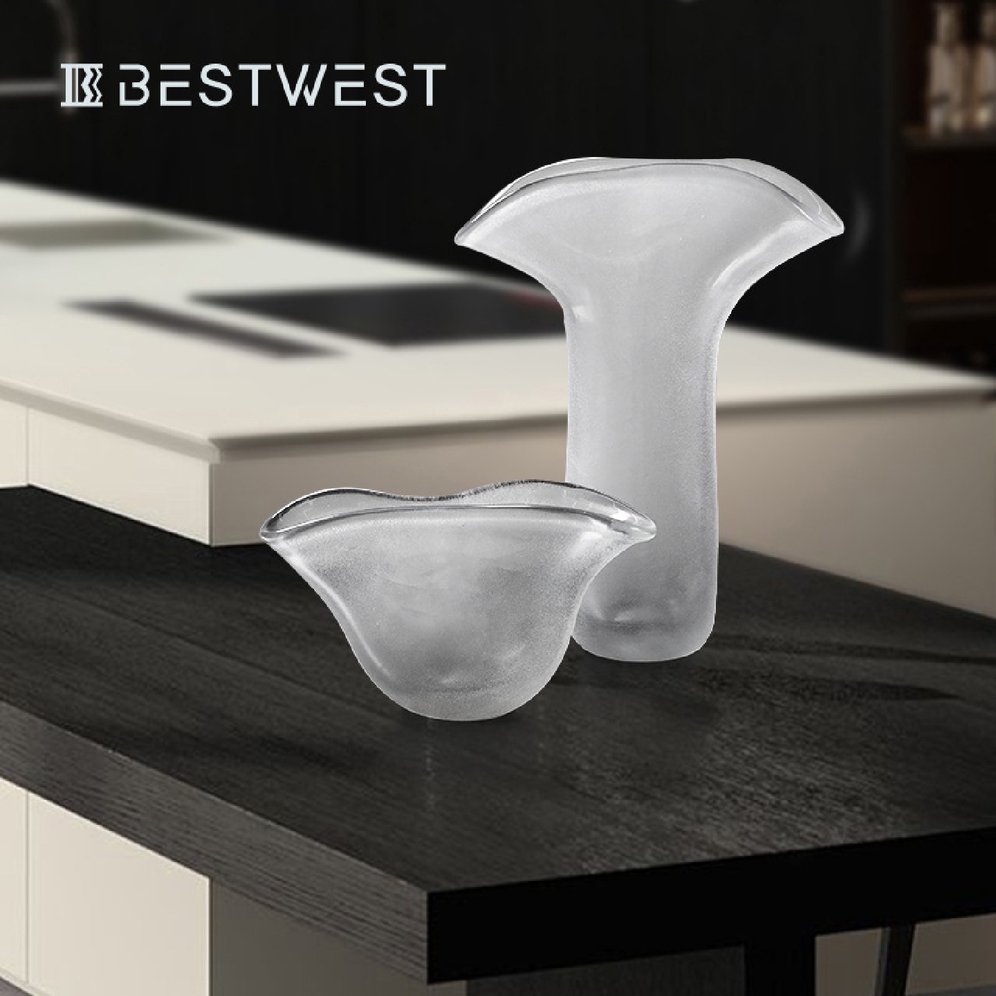 博西家居创意日式本白色磨砂高档玻璃花瓶摆件家居装饰品花器