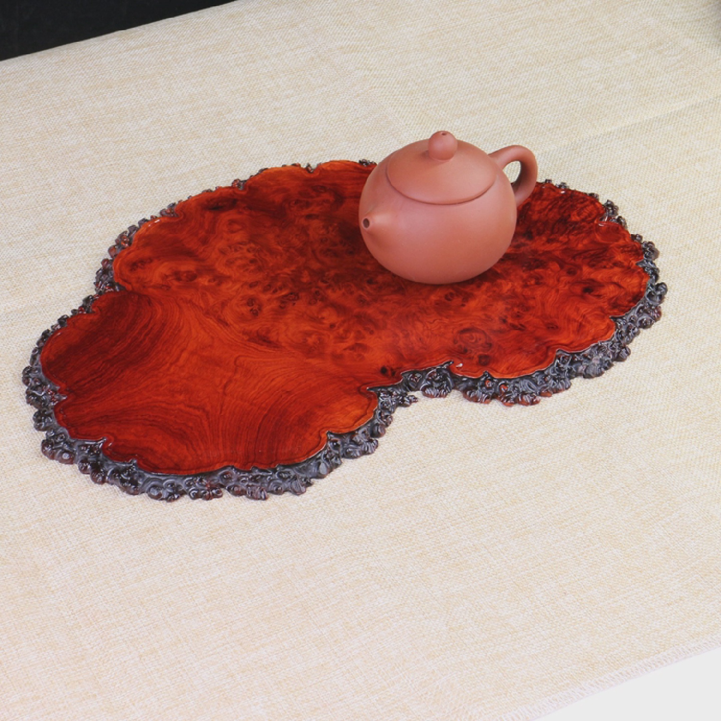 原木瘿木瘤板实木干泡茶盘红木根雕随形盆景底座中式装饰花器木垫