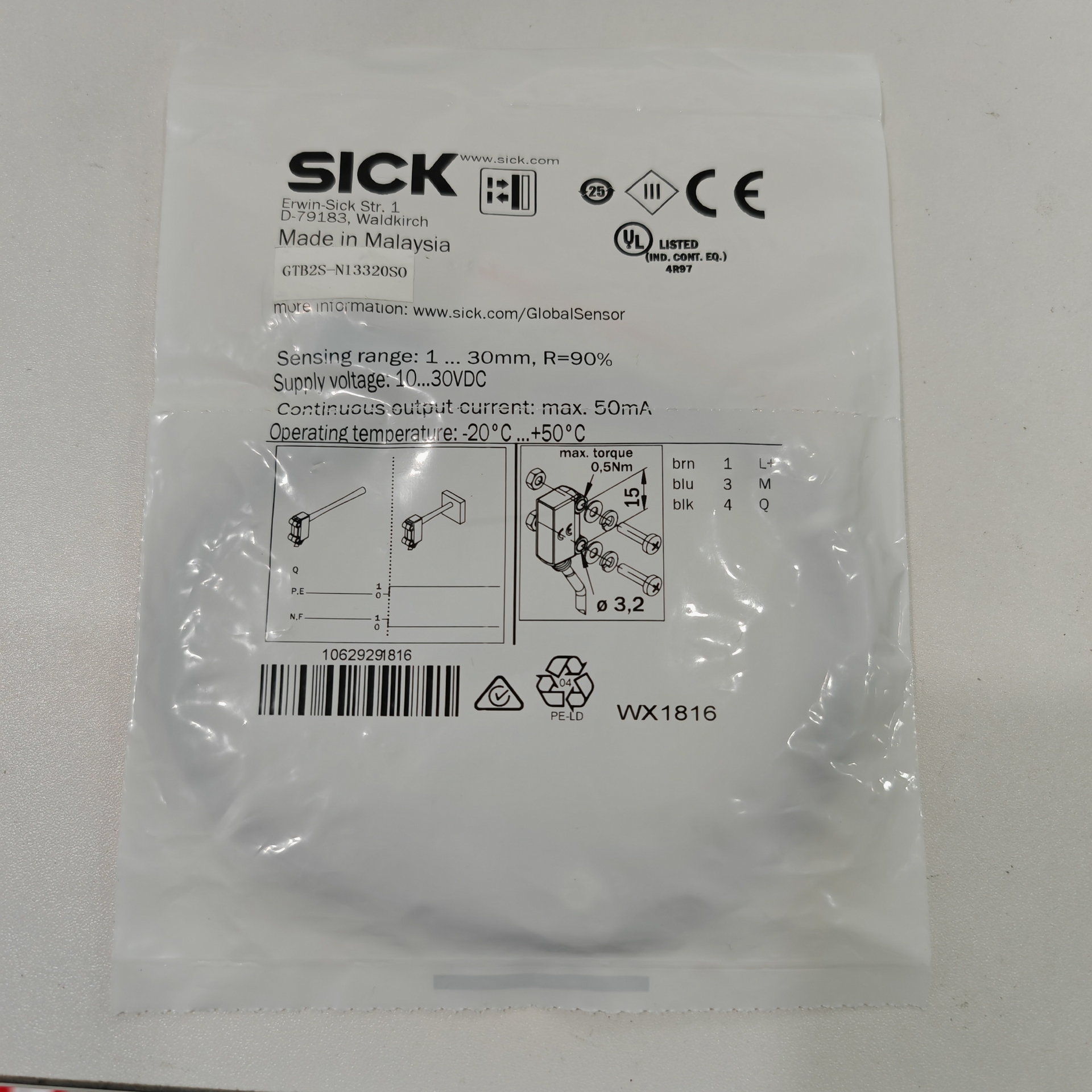 德国SICK西克光电传感器GTB2S-N13320S0，产地