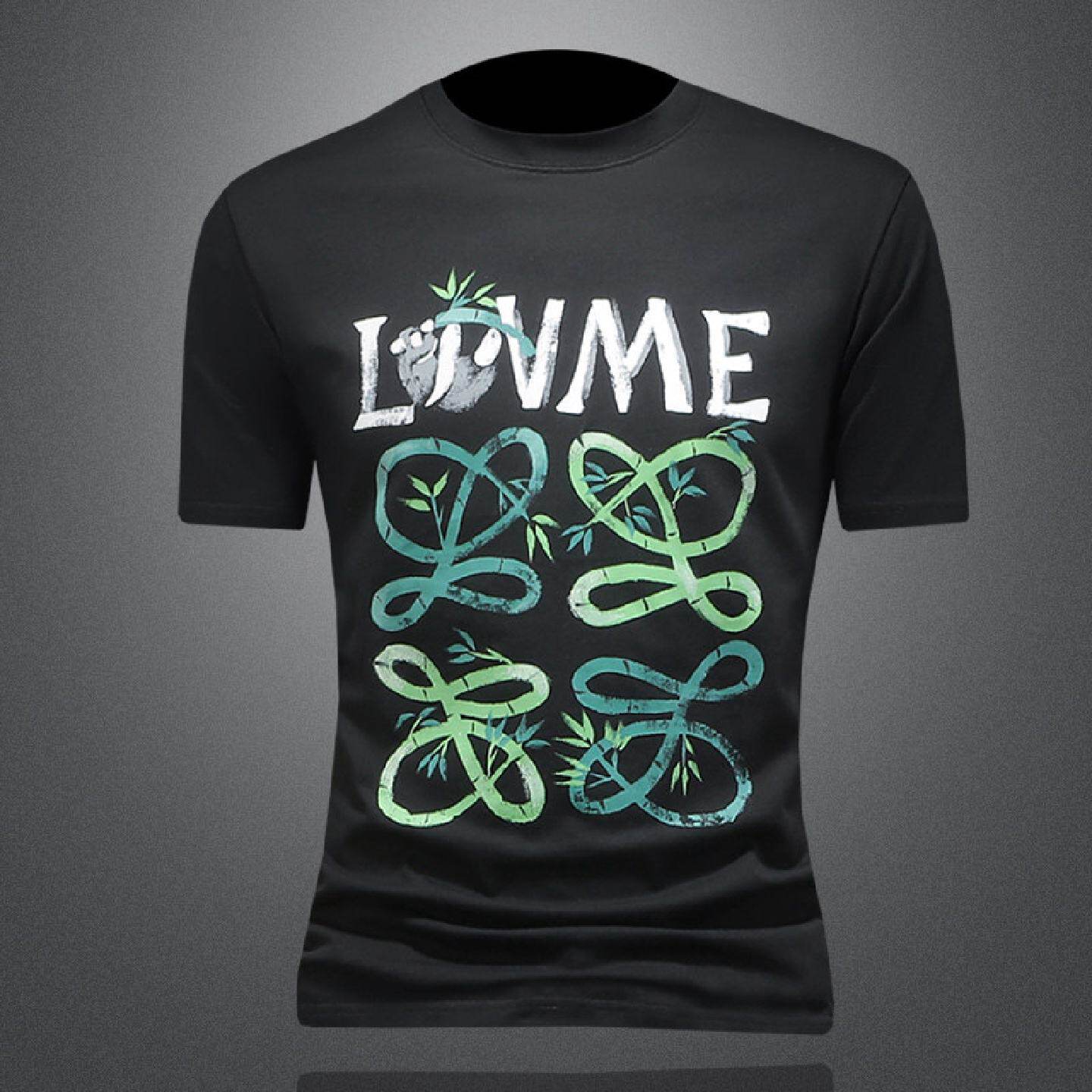 欧洲站夏季新品男士印花短袖恤圆领时尚休闲体恤衫青年潮流潮男装