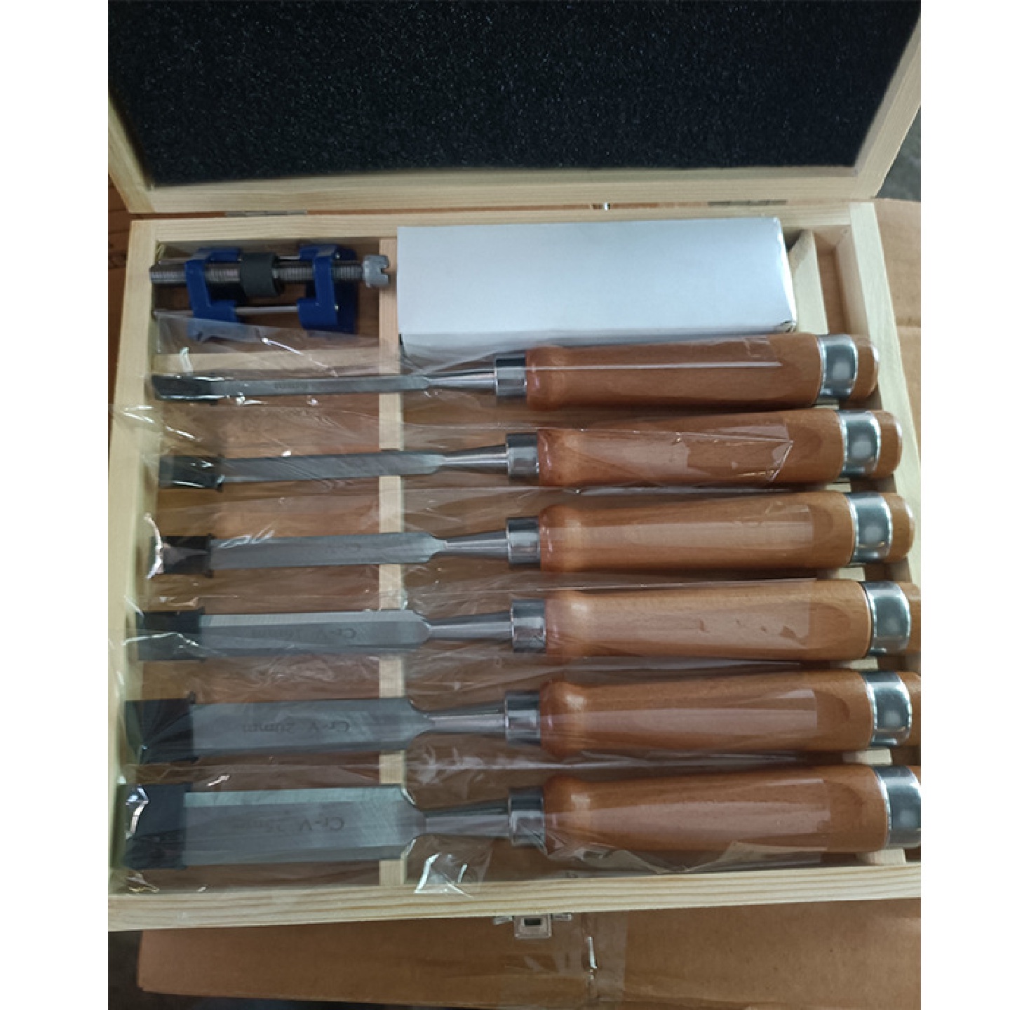 木盒组套木工凿子铬钒钢木工凿大德式硬木手柄木工工具定制批发