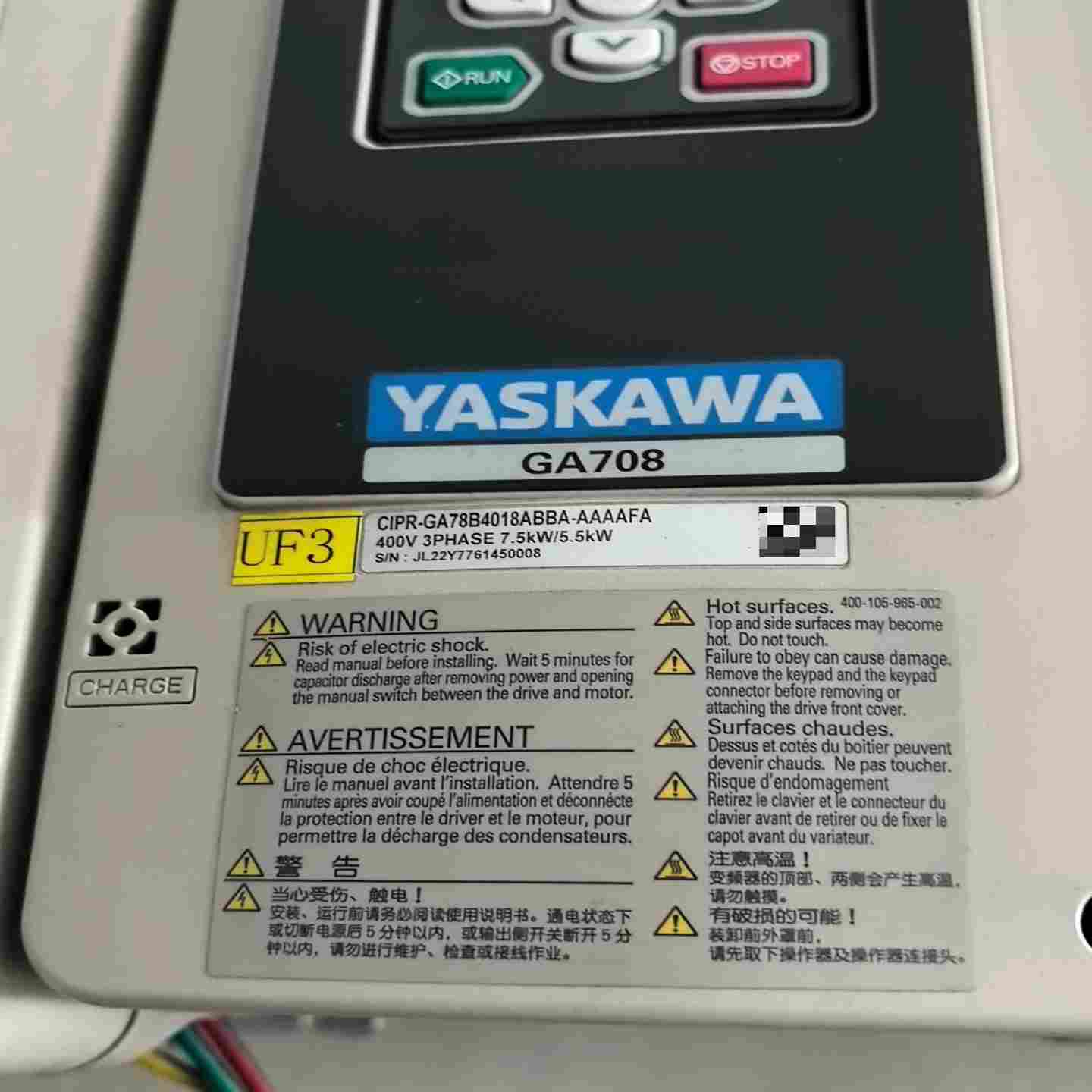 咨询-安川GA708系列变频器CIPR-GA78B4018ABBA