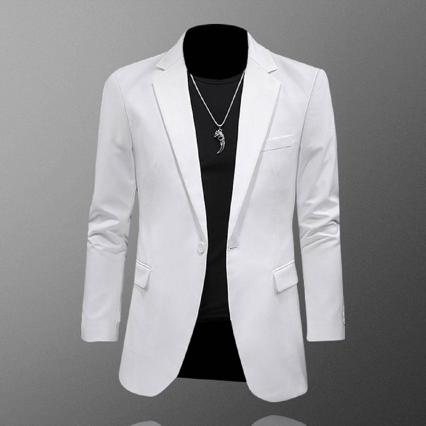 2026白色西服男休闲上衣单件外套韩版修身痞帅潮流小西装新郎礼服