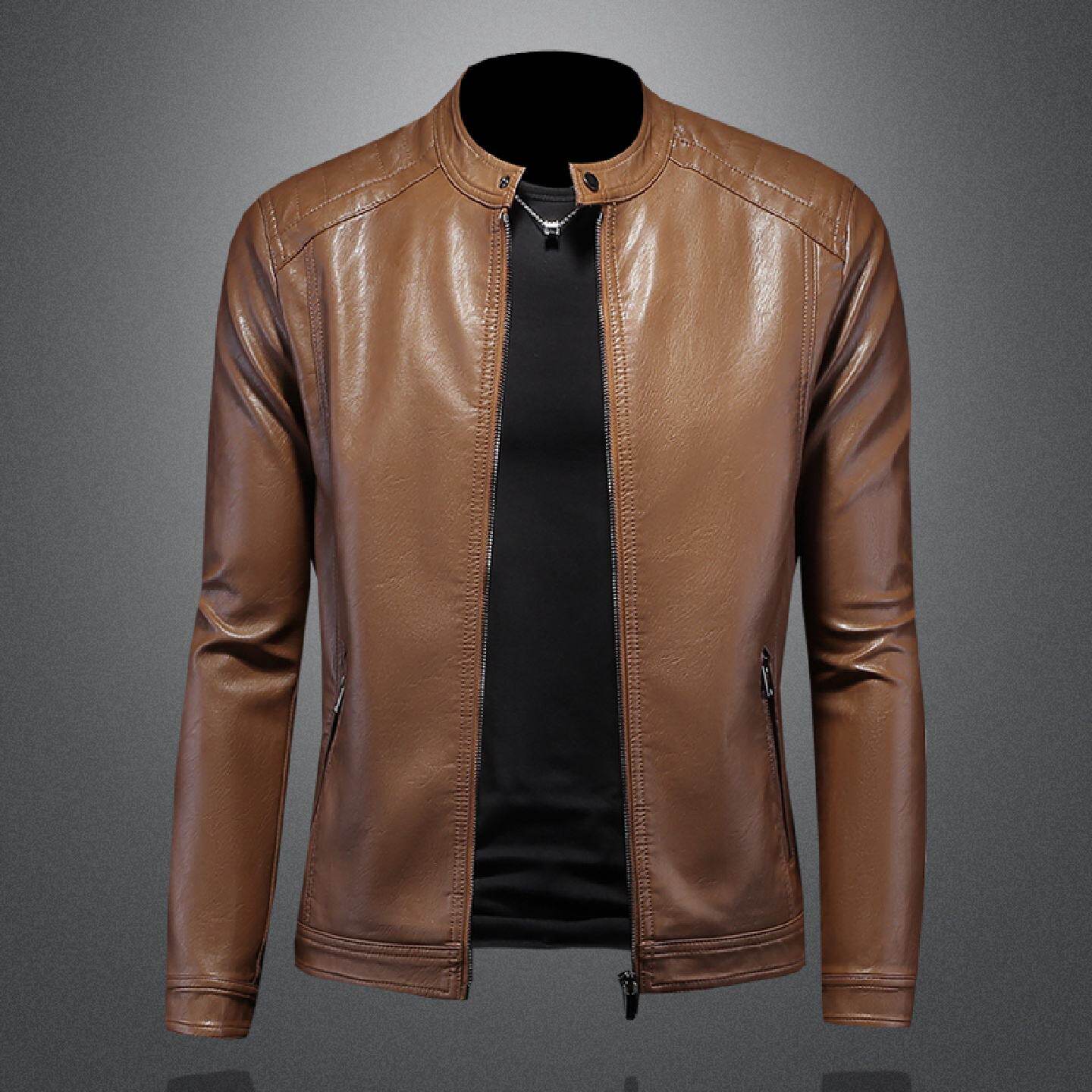 2026皮衣男外套春秋季新款潮流英伦风大码复古立领休闲机车服软皮