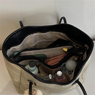 复古时尚分层大容量多袋包包女2025新款小众托特包休闲单肩通勤包