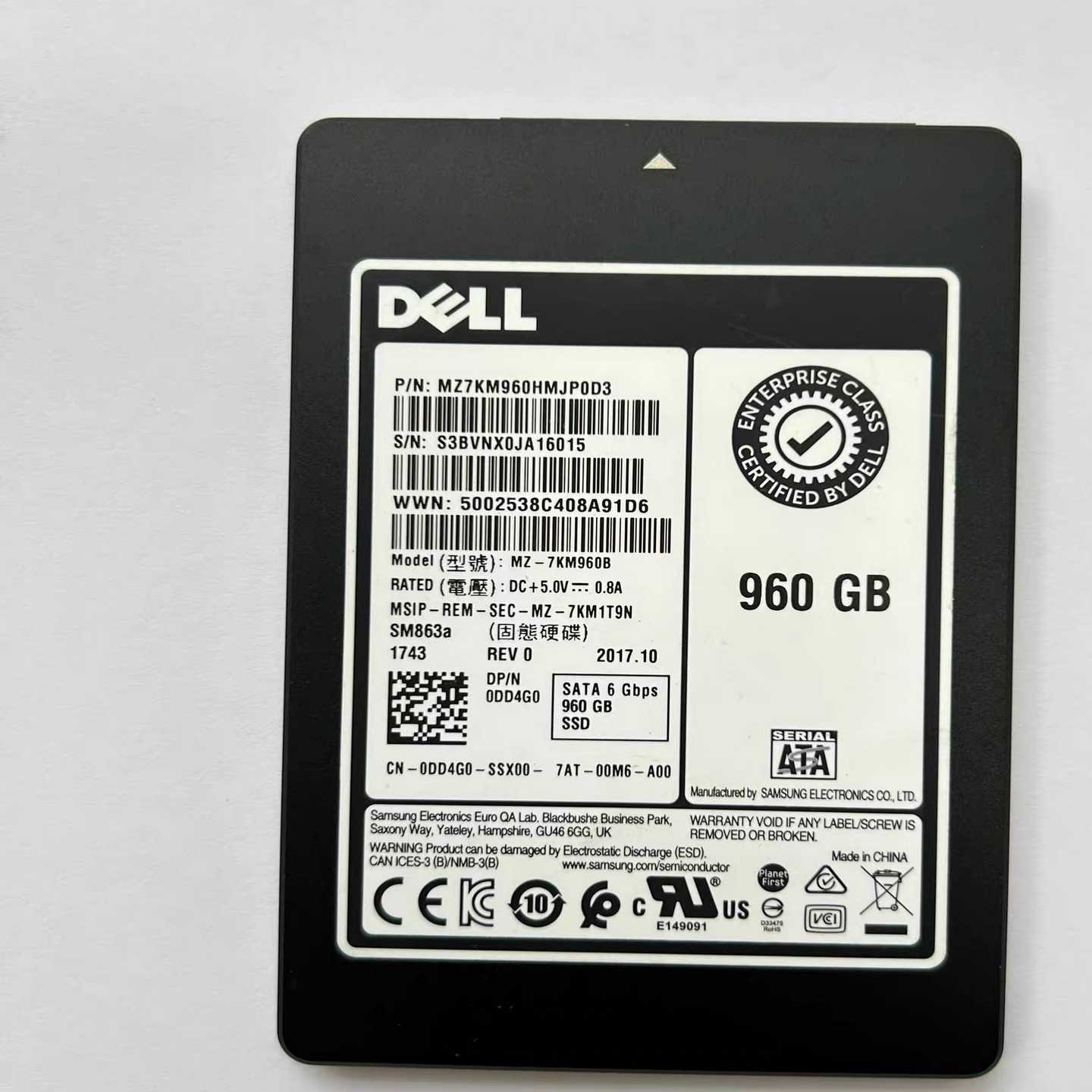 三星SM863a960GDELL版服务器固态硬盘-议价