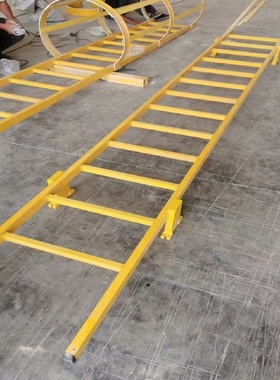 制作玻璃钢护笼爬梯污水池防腐直爬梯安全防护屋面上人检修钢爬梯