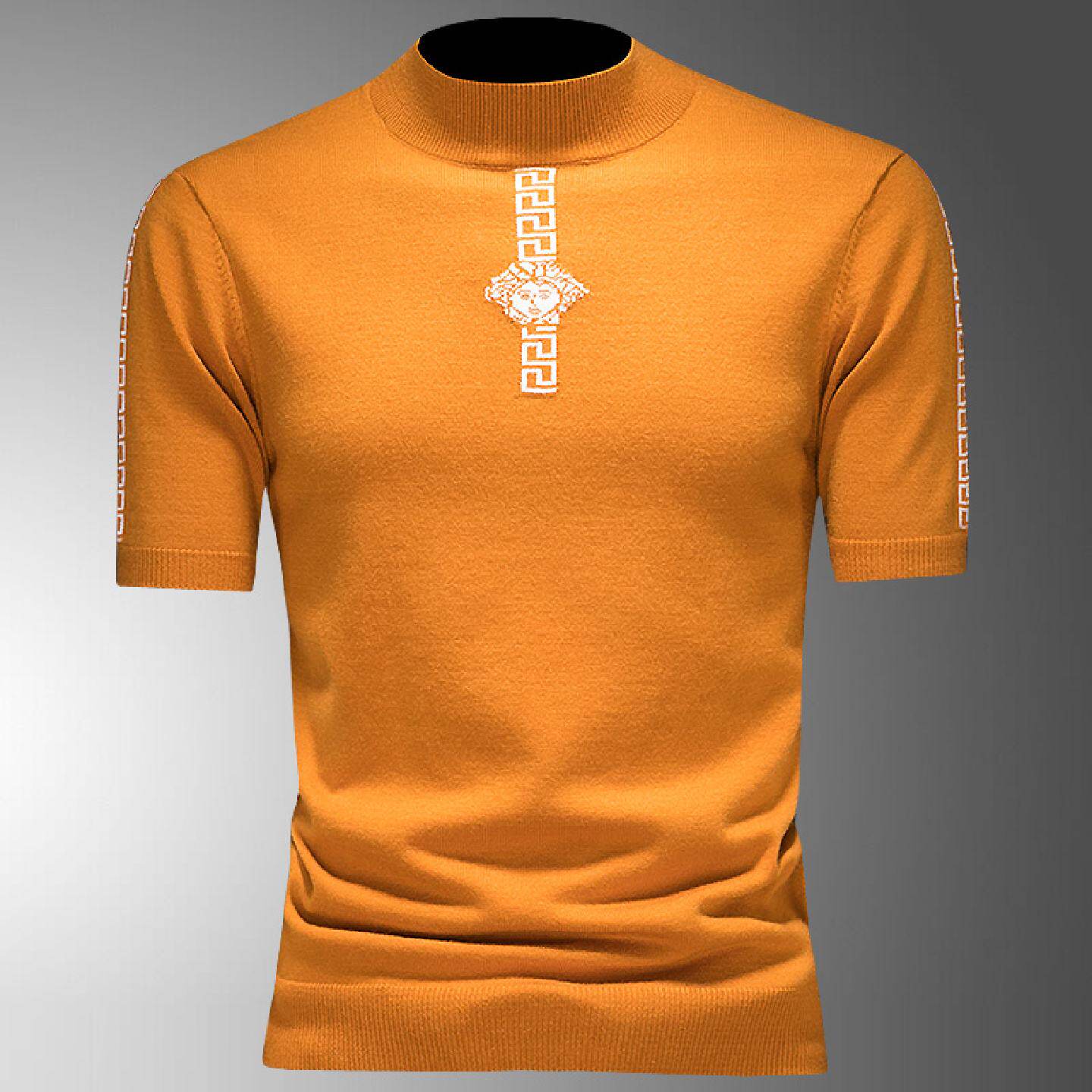 欧货高端短袖羊毛衫男装秋冬加厚半高领打底衫潮牌中领半袖休闲男