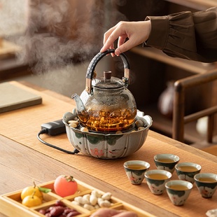 大容量泡茶壶家用户外煮茶器网红烤奶茶 围炉煮茶电陶炉茶具套装
