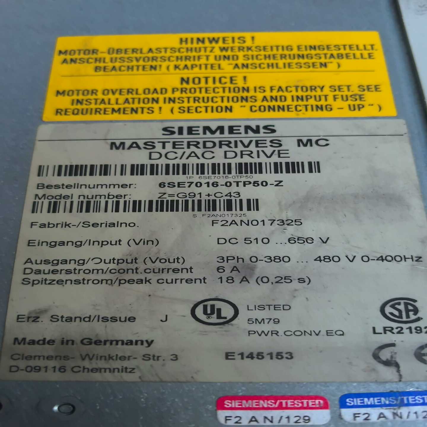 【议价】驱动器6SE7016-0TP50-ZZG91适用