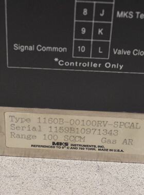 MKS  1160B00100RVSPCAL AR 100 sccm  MFC