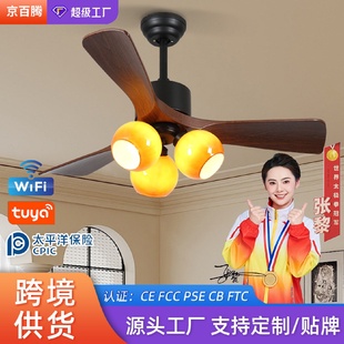2025中古风吊扇高级感客厅餐厅风扇灯家用书房卧室静音柔风吊扇灯