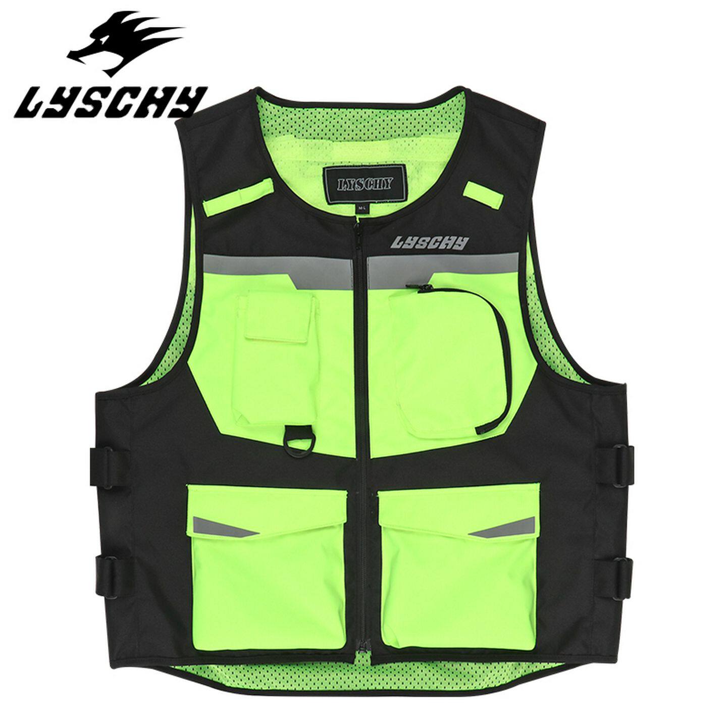 LYSCHY雷翅摩托车骑行马甲可调节背心反光衣防摔耐磨摩旅通勤男女