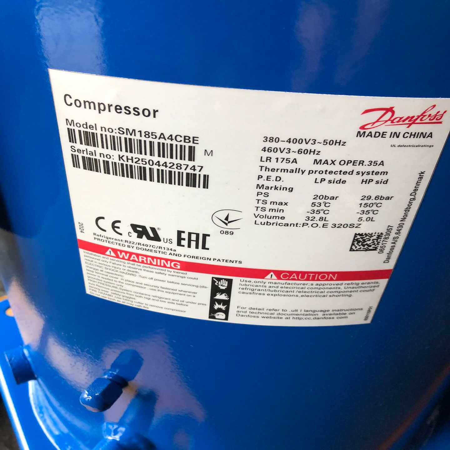 询价SM185S4CC丹佛斯压缩机,原装机翻新!正常使用!有质保