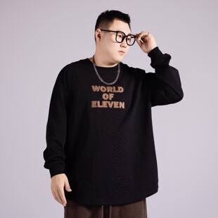 260g重磅长袖t恤男纯棉宽松上衣刺绣春秋款打底体恤衫加肥加大码